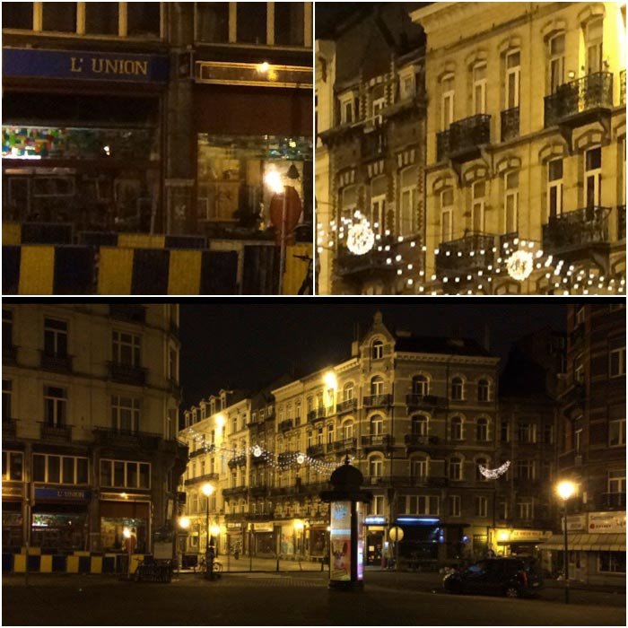 Коллаж из трех фотографий, сделанных на улицах Брюсселя