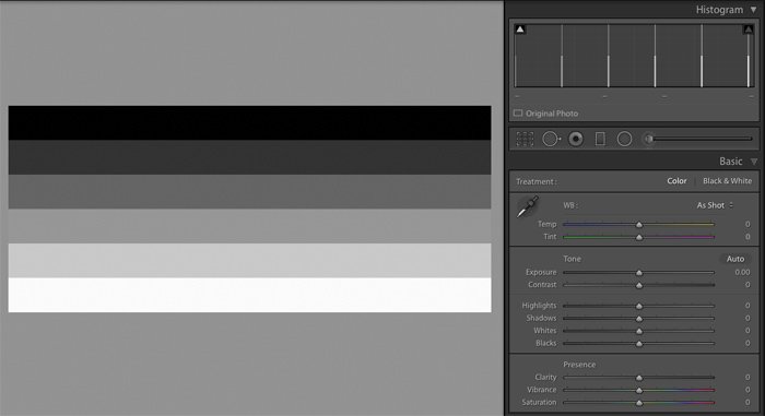 Пример контрастных полос в Adobe Lightroom