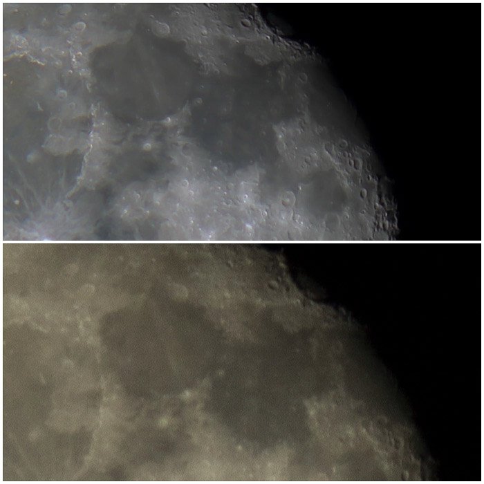 Диптих снимков, сделанных с одного и того же участка Луны