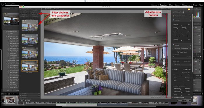 Lightroom HDR Efex Pro - экран редактирования HDR-изображения