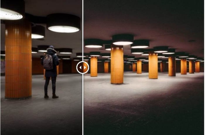 Мужчина на платформе метро, изображенный с помощью пресета Lightroom 