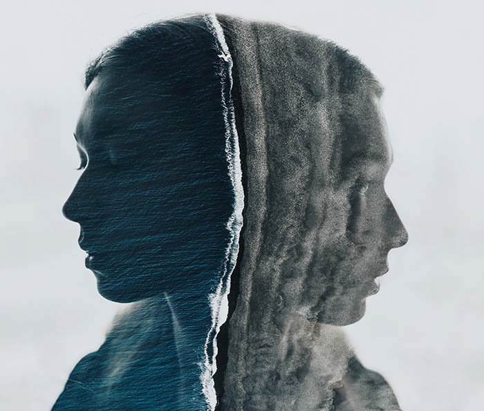 Awesome double exposure autportrait of the female model