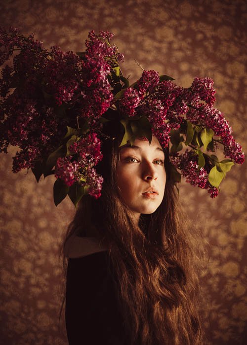 цветочный головной убор для креативной самопортретной фотографии