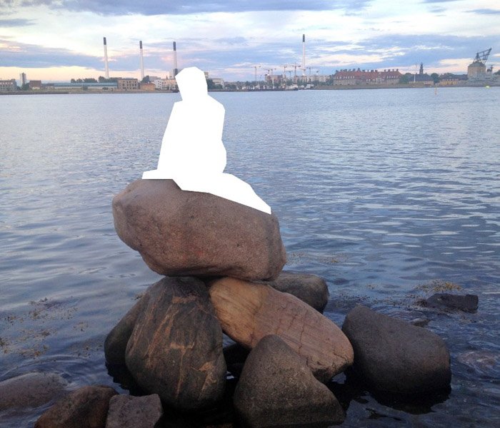 Вырезанное изображение скульптуры Русалочки в Копенгагене