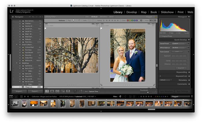 скриншот редактирования свадебной фотографии в lightroom