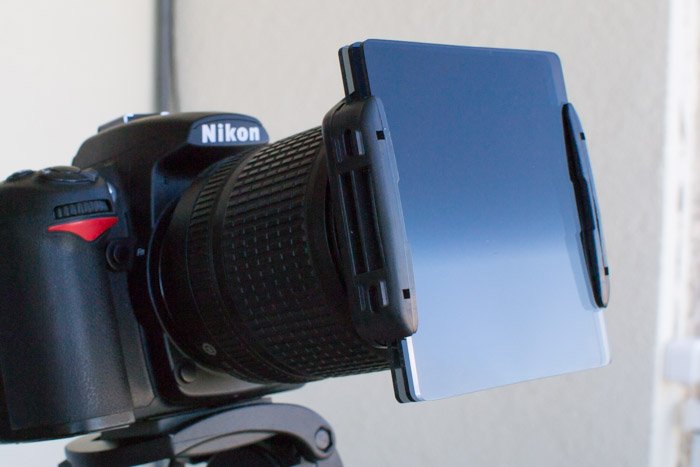 Фильтр нейтральной плотности, установленный на фотокамере Nikon