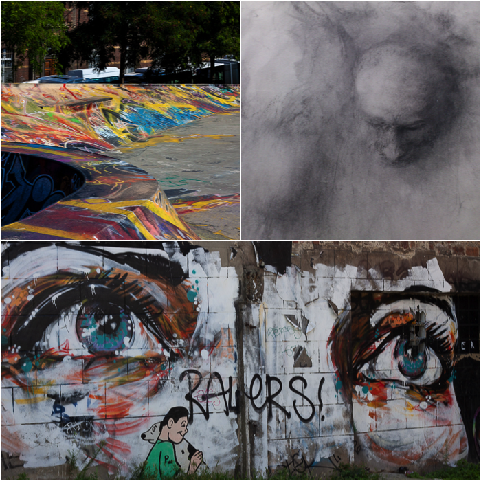 три фотографии городских граффити