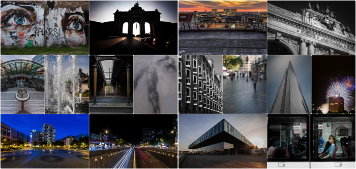 фотоколлаж в виде сетки из 16 примеров фотографий разных городов