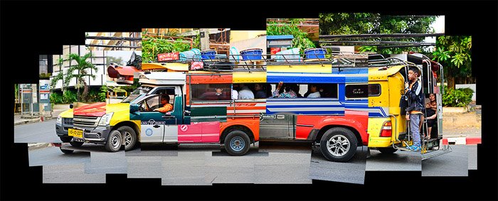 Chiang Mai dong teow taxi truck photomontage.
