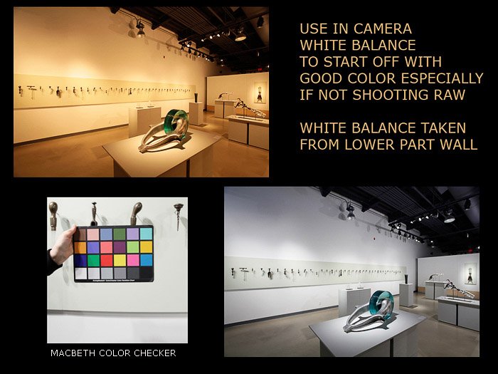 Коллекция изображений, показывающих проверку цвета и изображения до и после использования пользовательского баланса белого