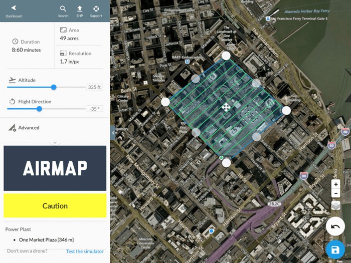 Screenshot of Airmap - best drone photography apps