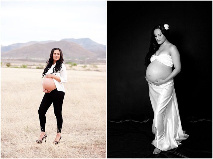 беременная женщина, фотосессия, две фотографии. Женщина в белой блузке на природе, черно-белое фото с женщиной в белом платье