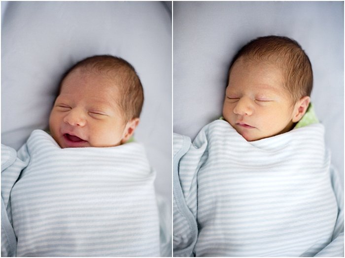 две фотографии, снимок головы ребенка, завернутого в одеяло, спящего