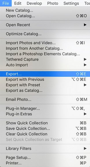 скриншот экспорта фотографий в Lightroom советы по редактированию фотографий