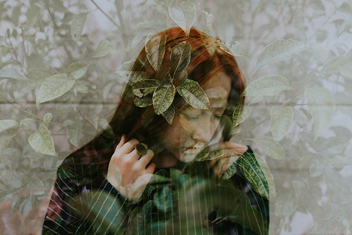 A cool portrait double exposure featuring alot of texture photography 