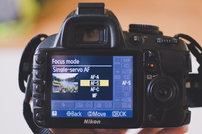 Фотография меню режима фокусировки на камере Nikon - настройки зеркальной фотокамеры