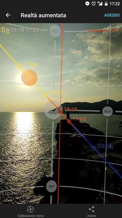 Приложение Photopills и солнечный путь в Вернацце, Италия