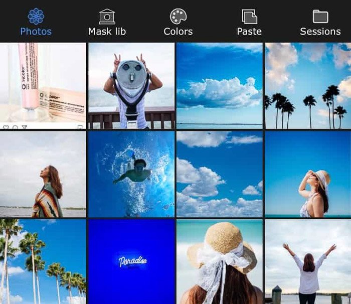 Скриншот выбора фотографий для работы с приложением Superimpose
