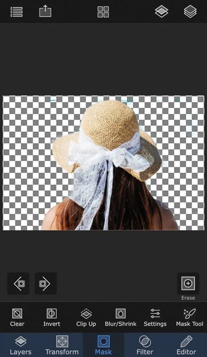 Скриншот использования маскировки в приложении superimpose