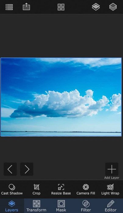 Скриншот того, как смешивать изображения в приложении superimpose