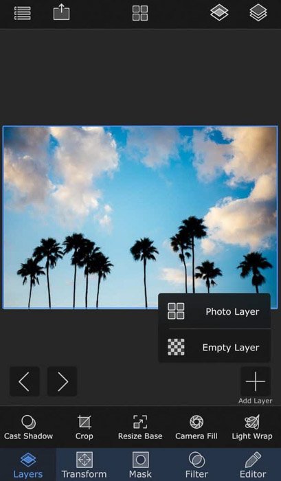 Скриншот загрузки фона в приложении superimpose