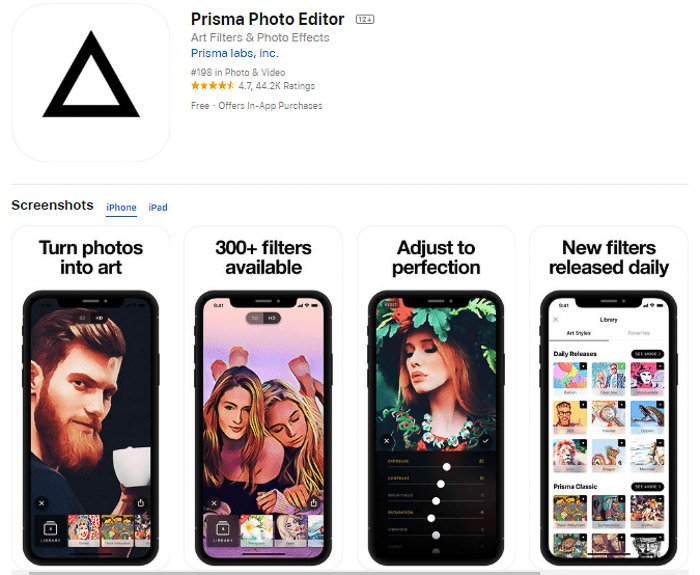 Prisma photo editor app for turning photos into paintings