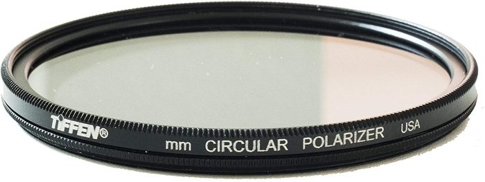 A Tiffen circular polarizer camera lens filter