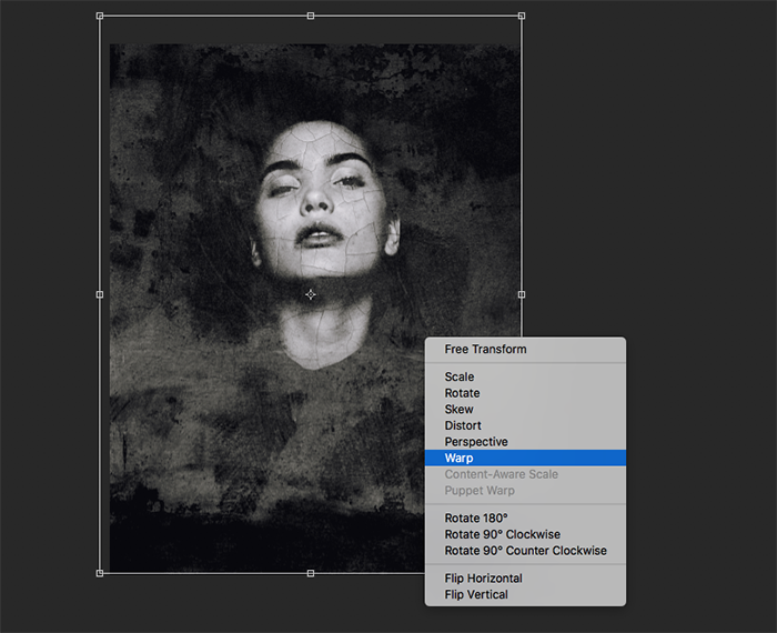 Скриншот, показывающий, как создавать абстрактные портреты в Photoshop - warp