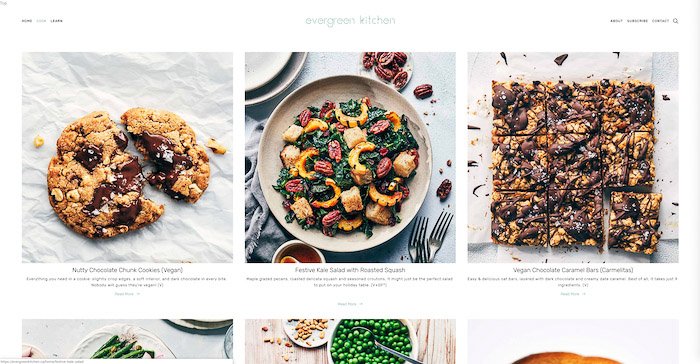 Скриншот из рецептов кулинарного блога Evergreen kitchen