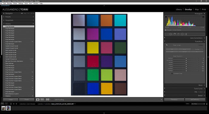 Скриншот обрезанного изображения проверки цвета в Lightroom