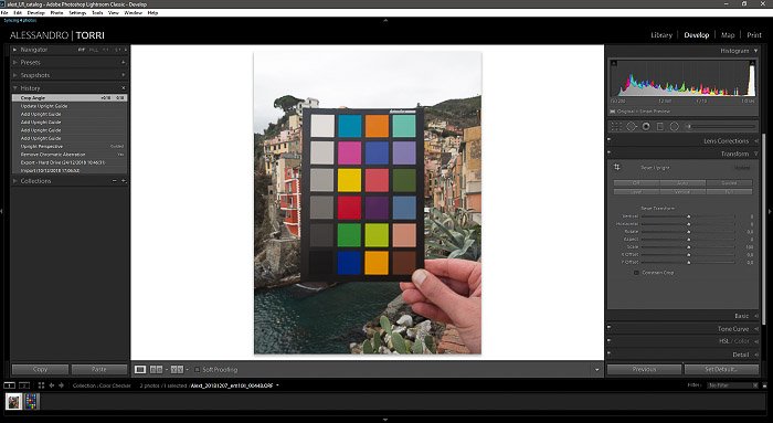 Скриншот импорта фотографии прибора для проверки цвета в Lightroom