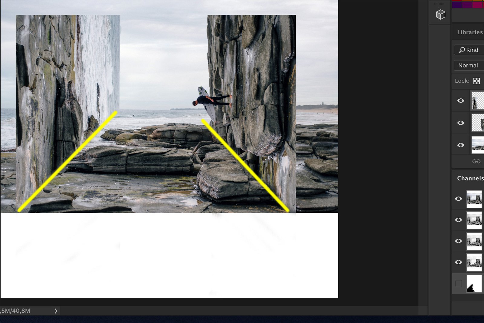 Скриншот, показывающий, как сделать трюк изгиба и искривления в Photoshop