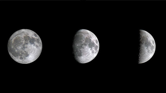 Луна в разных фазах, сфотографированная 40-летним фотографом Olympus Zuiko OM 200 f/4 и телеконвертером Olympus Zuiko OM 2X-A на камеру Olympus OM-D EM5 Mk ii.