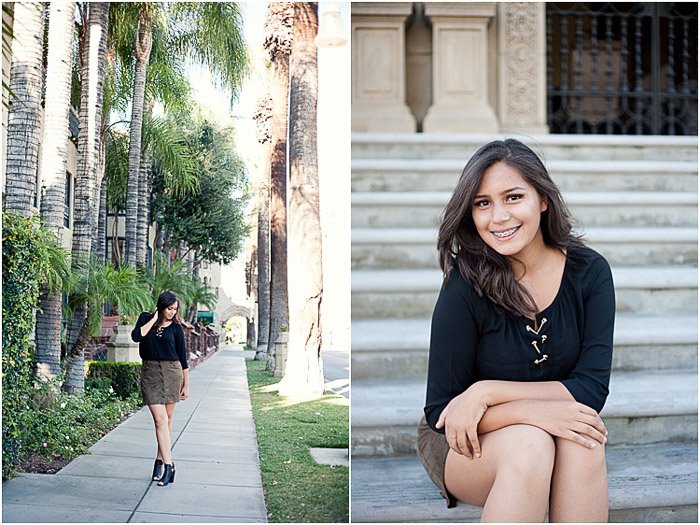 A diptych portrait of the young woman posing outdoors - teen photography