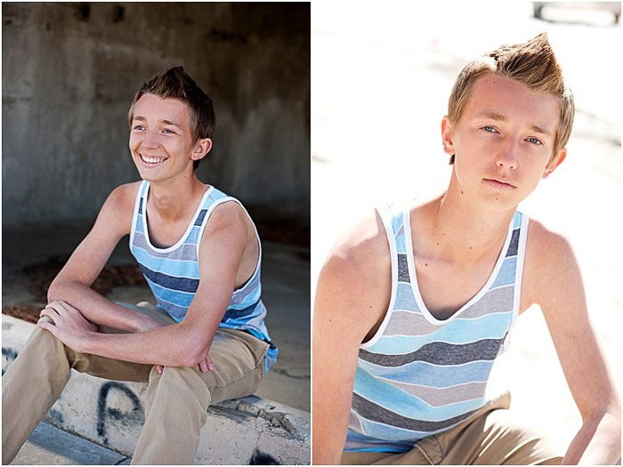 A relaxed portrait diptych of the young man - teenager pictures