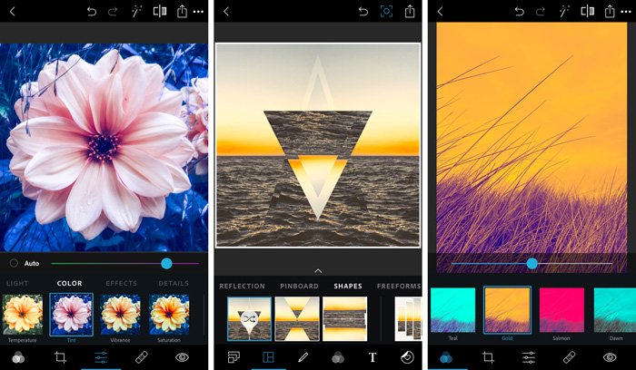 Скриншот приложения для редактирования фотографий Adobe Photoshop Express для смартфона - лучшее приложение Photoshop