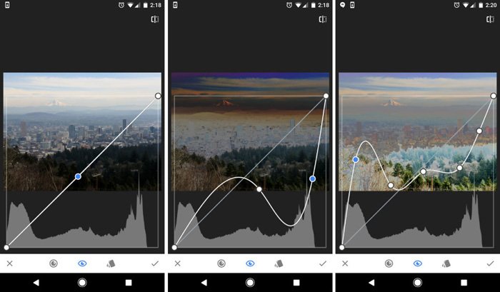 Скриншот приложения для редактирования фотографий Snapseed для смартфона