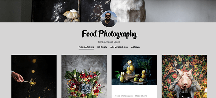 Скриншот из фотоблога Food Photography by Sergio Tumblr