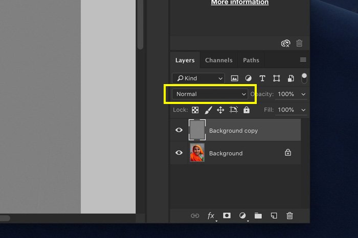 Скриншот, показывающий, как использовать фильтр высоких частот в Photoshop - установка режима смешивания