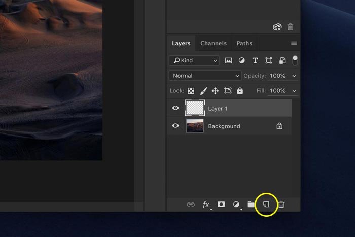 скриншот, показывающий, как создать прозрачный градиент в Photoshop