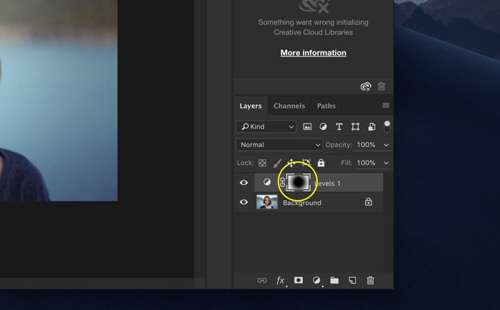 скриншот, показывающий, как добавить виньетку в Photoshop