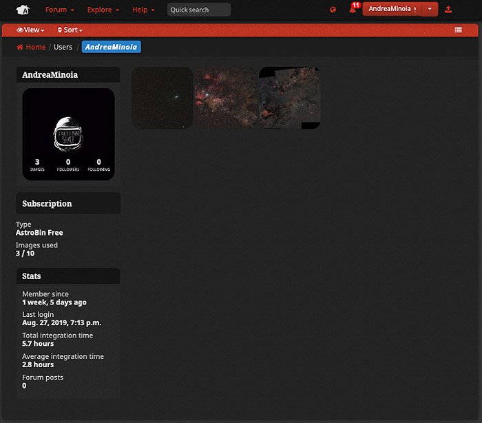 Скриншот галереи пользователей сайта AstroBin