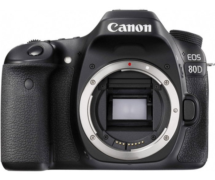 Вид спереди на корпус камеры Canon 80D