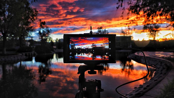 A screen recording a sunset timelapse