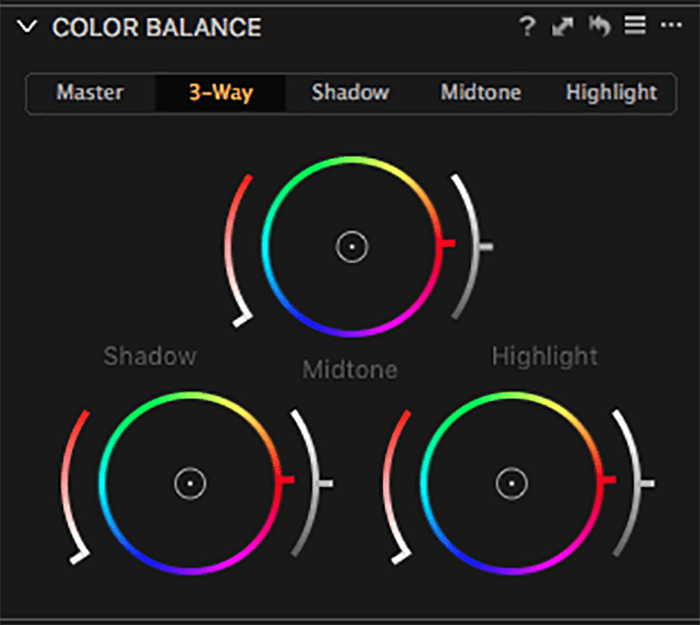 Скриншот настройки цветового баланса в программе capture One