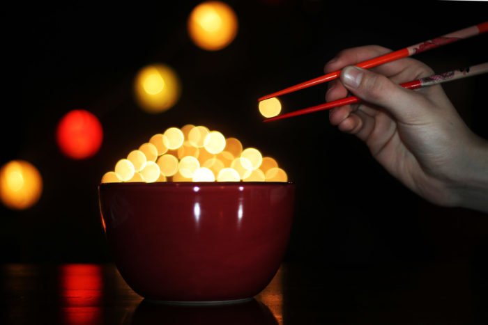 Bokeh balls with chopsticks