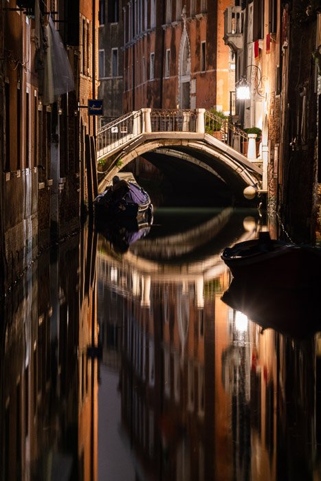 Final crop of Venetian canal at night.