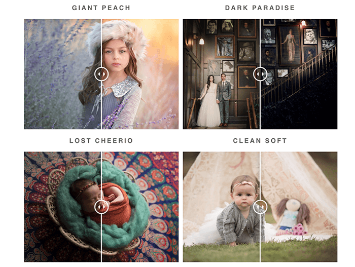 Screenshot showing Free PS Actions for Portrait, Wedding & Newborn