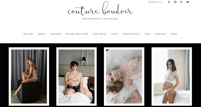 Скриншот из блога фотографии Couture Boudoir