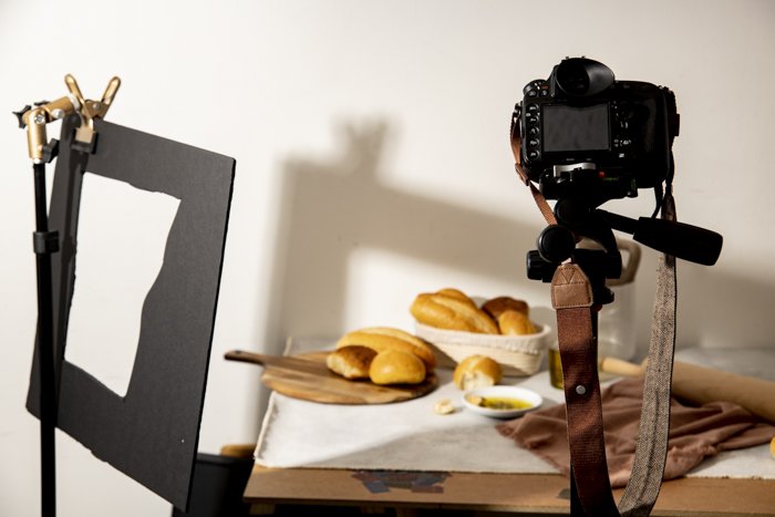 A food photo shoot setup